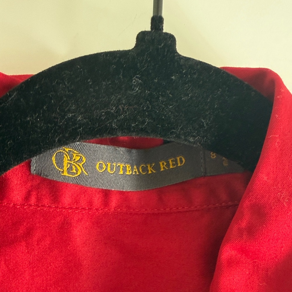Outback Red Sleeveless Red Button-Up Cotton Safari Dress Size Small NO BELT - Picture 3 of 11